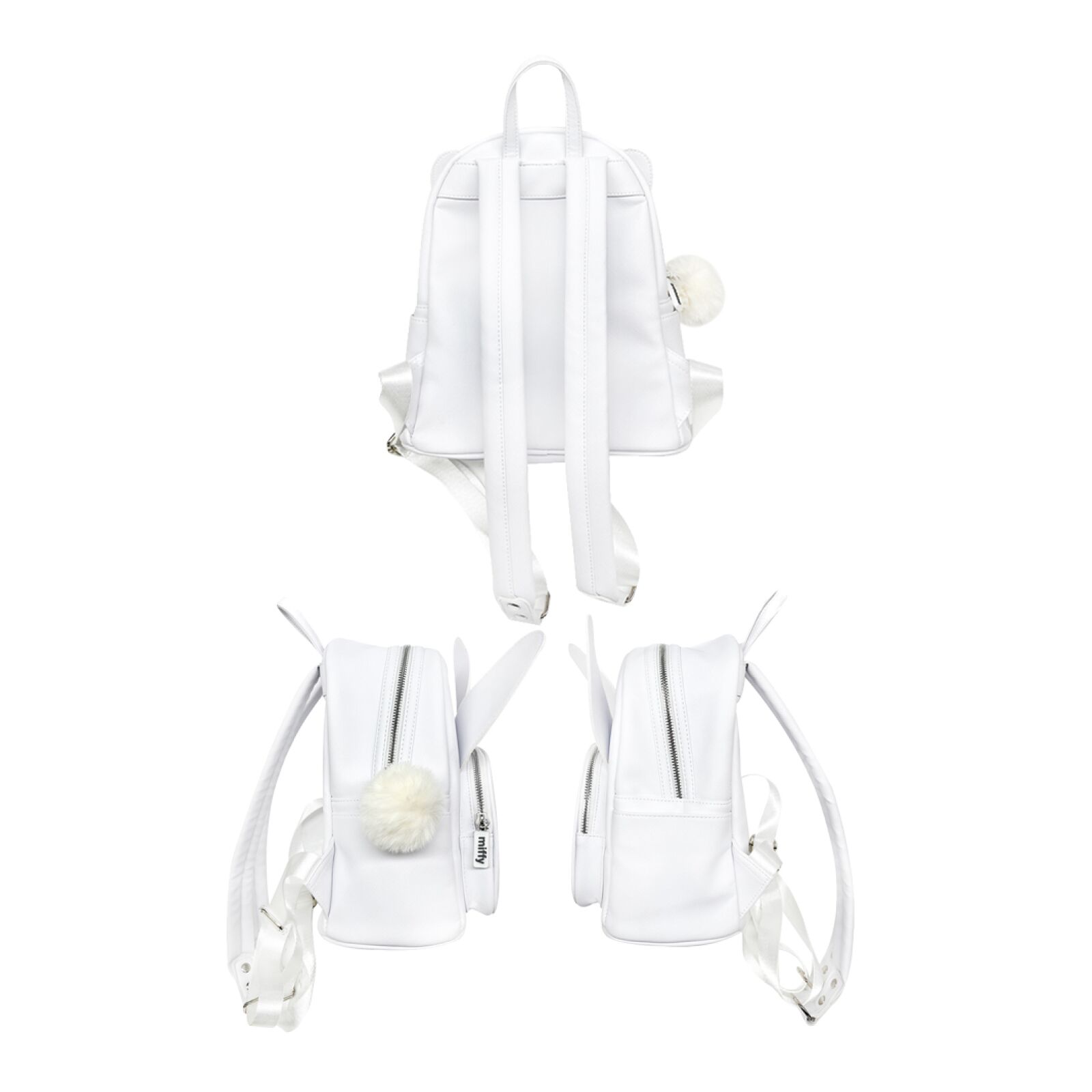 Miffy Mini Backpack back, left and right views