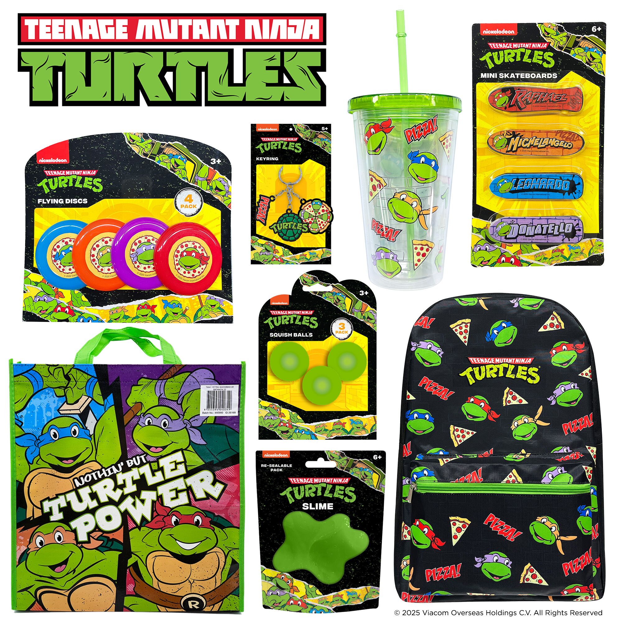 Inside the TMNT Retro Showbag Australia with retro Turtles collectables