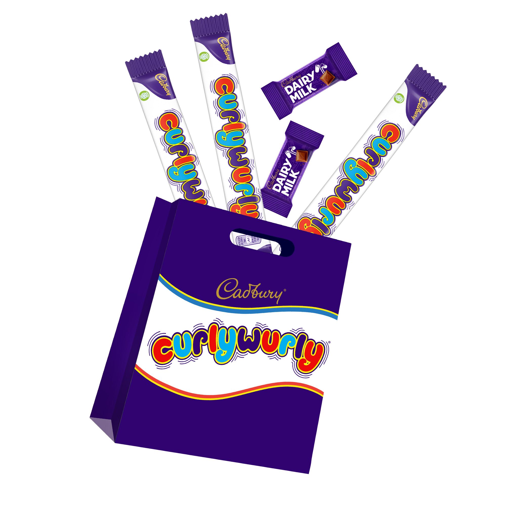 Curly Wurly showbag filled with Cadbury caramel chocolate bars