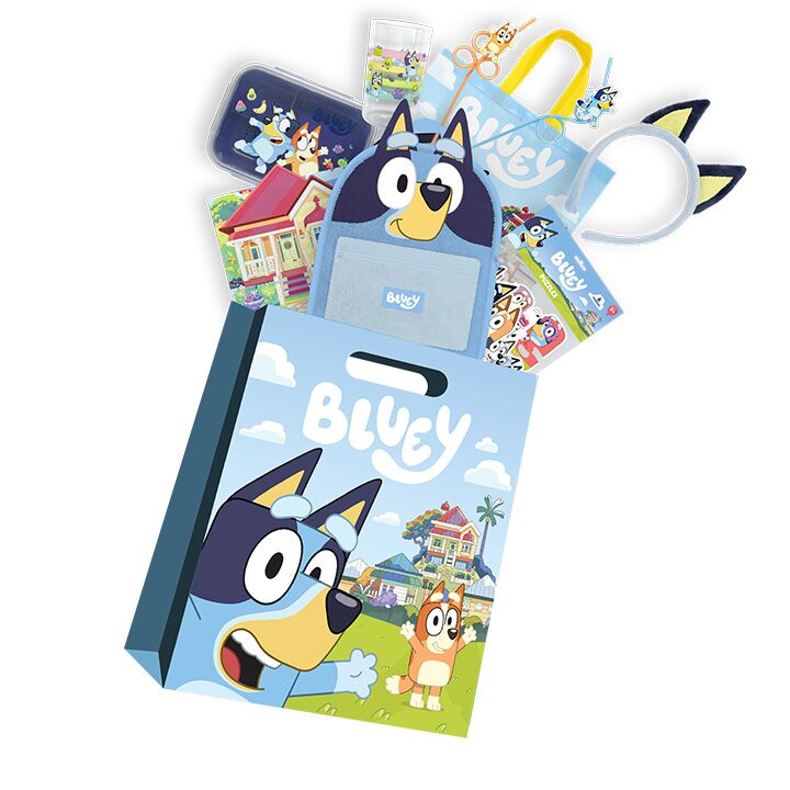 Bluey Showbag with backpack bento box tumbler and bluey gift bag Australia