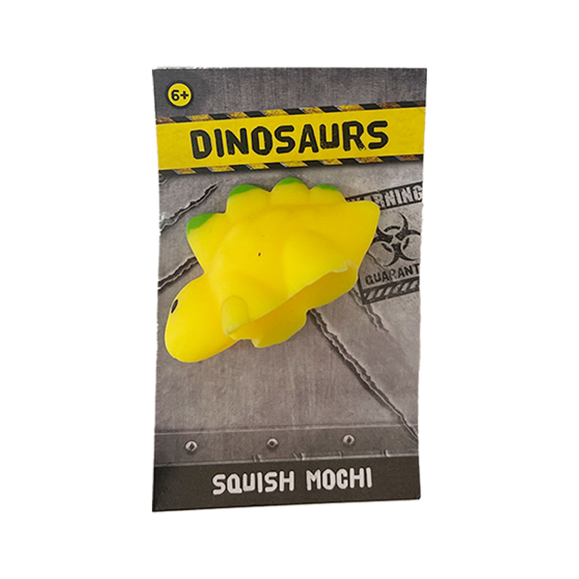 Yellow dinosaur "Squish Mochi" toy.