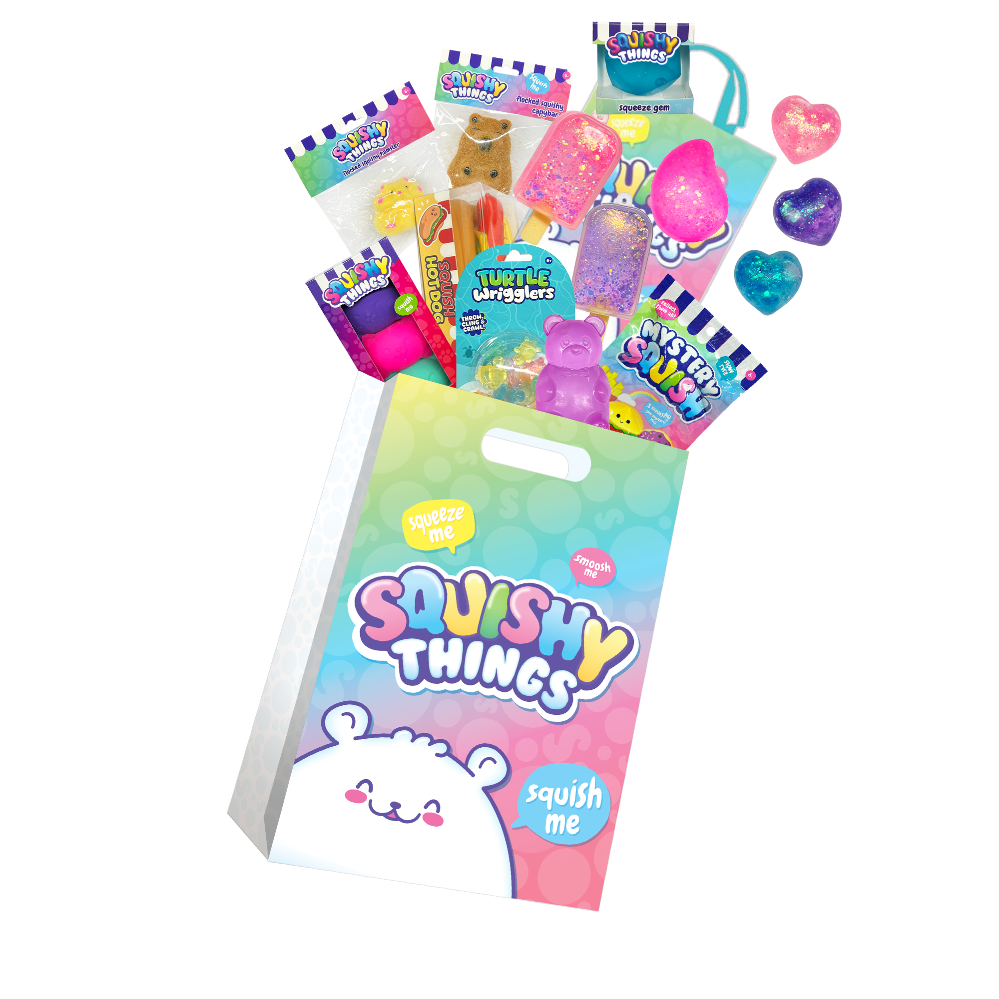 Squishy Things Showbag Australia with cute squishy toys and novelties