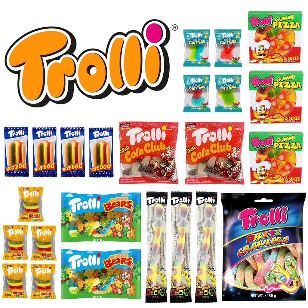 Trolli Jumbo Showbag front view with branded bag and gummy mix.