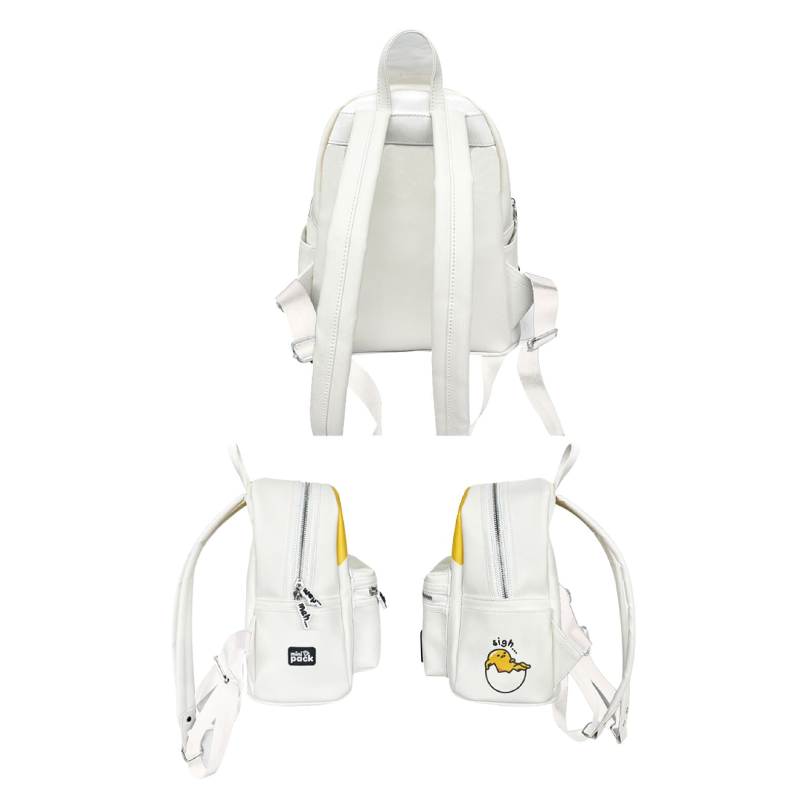 Gudetama Mini Pack back and side views showing straps and design detail