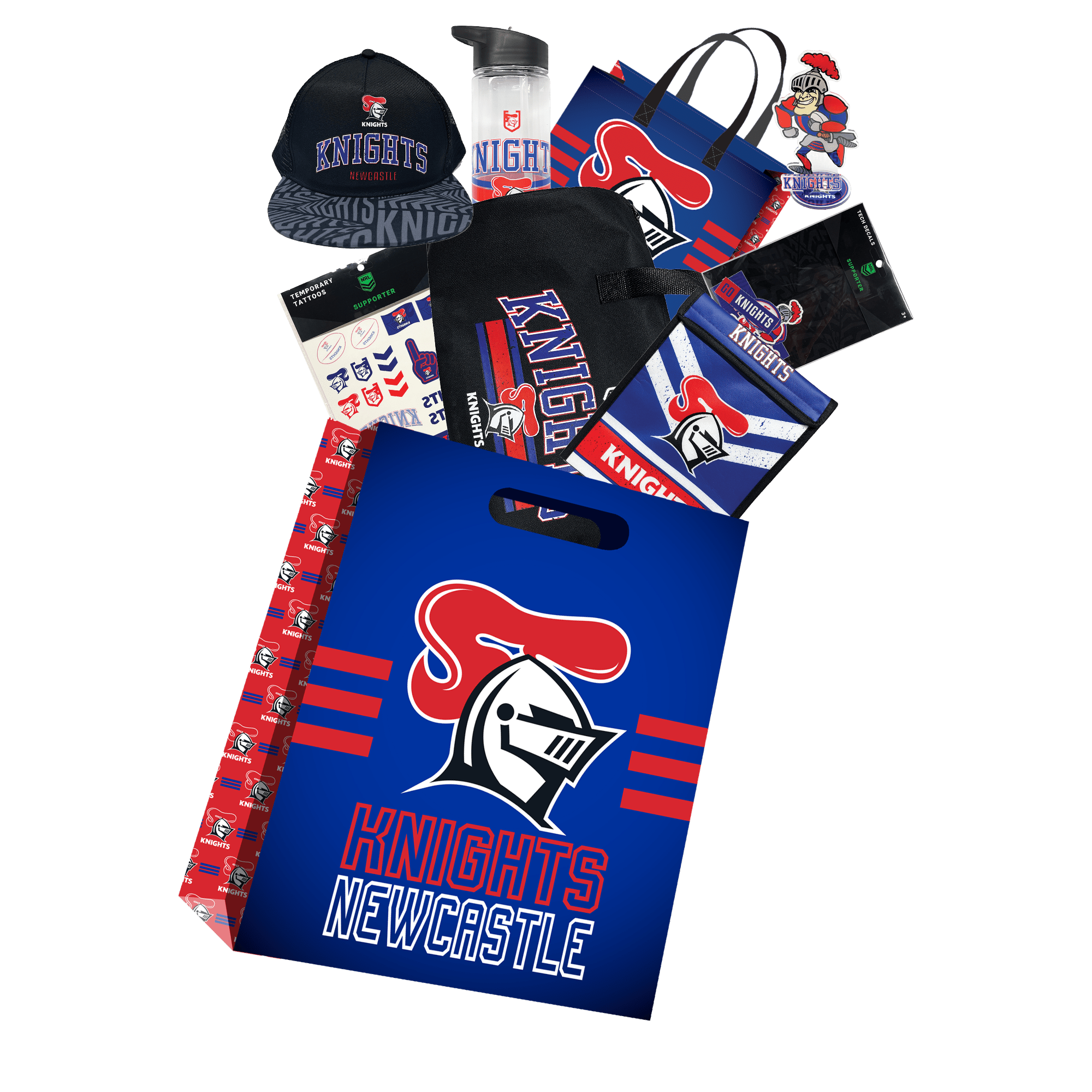 NRL Newcastle Knights Showbag front view with branded pack