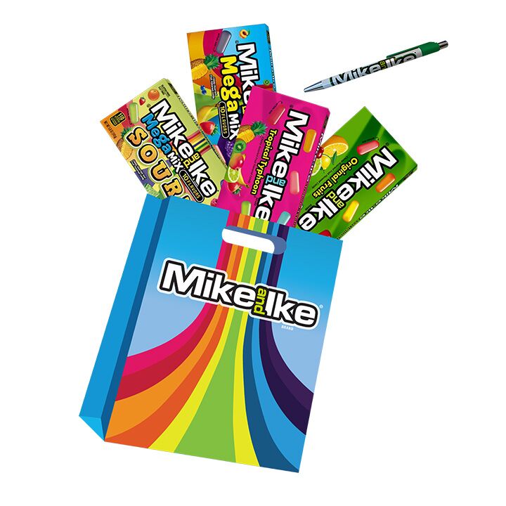 Mike and Ike Showbag with Mega Mix Sour Tropical candy boxes Australia